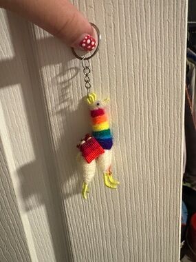 Handmade Rainbow Llama Cat Toy Keychain - Multicolor FWP